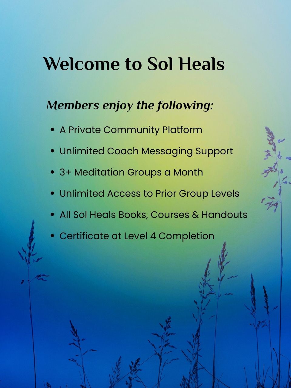 Start Your Free Trial Sol Heals Membership Benefits